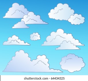 Colección de nubes de dibujos animados - ilustración vectorial.