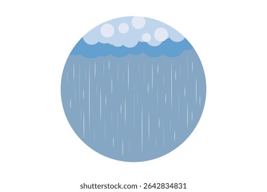 Cartoon clouds with falling pastel rain drops, seamless vector art, child-friendly design for baby products, educational visuals, cheerful sky background with flat weather icons

