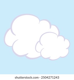Nubes de dibujos animados en diseño plano. Nubes azules aisladas sobre fondo blanco. Ilustración vectorial.