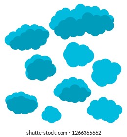 Cartoon clouds in flat style isolated on white background. Vector illustration.