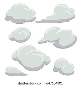Cartoon clouds or fog set. Bubble style vector illustration.