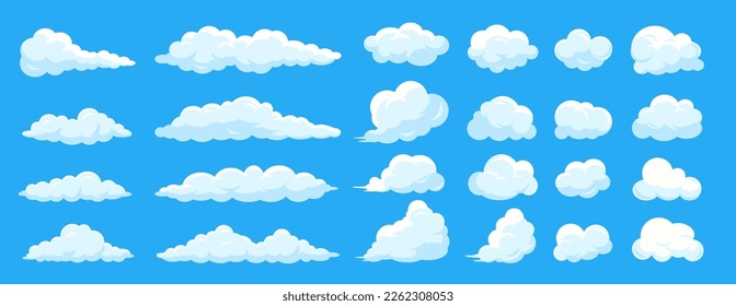 Cartoon clouds icon vector collection. Set of cartoon clouds