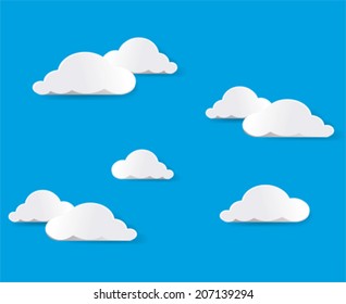 Cartoon clouds. Illustration on blue background for design 