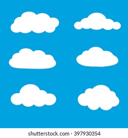 Cartoon clouds. Illustration on blue background for design