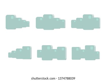 Cartoon clouds isolated on blue sky panorama vector collection. Cloudscape in blue sky, white cloud illustration - Vector