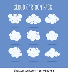 Nubes de dibujos animados aisladas en la colección vectorial del cielo azul.