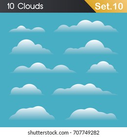 Cartoon clouds isolated on blue background