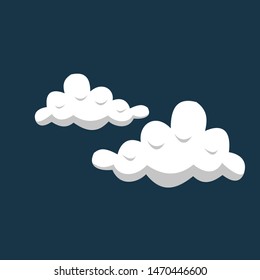 Cartoon clouds isolated on dark background