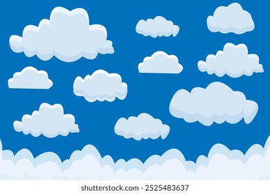 Cartoon Clouds on a Blue Sky Background