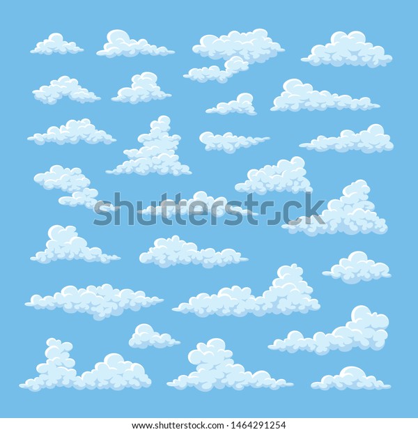 Cartoon Clouds On Blue Sky Background Stock Vector Royalty Free 1464291254