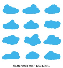 Nuvens de desenhos animados sobre fundo branco. Definir ícones para mensagens, banners, web design. Vetor de Ilustração
