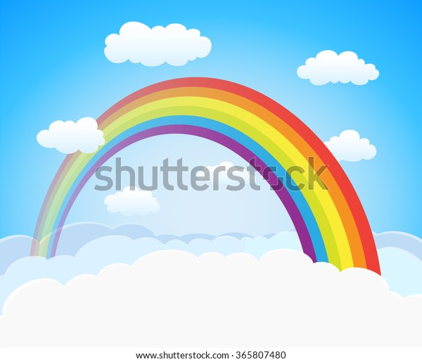 Cartoon Clouds Rainbow Background Vector Stock Vector (Royalty Free ...
