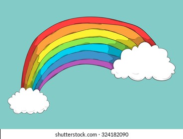 Colorful Rainbow Illustration Clouds Stock Illustration 1930053749