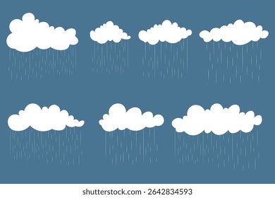 Cartoon clouds raining vibrant water droplets, seamless vector pattern for kids room decor, educational posters, weather-themed illustration, flat pastel style, bright and cheerful design

