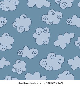 Cartoon clouds seamless pattern