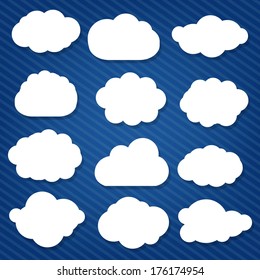Cartoon Clouds Set, With Gradient Mesh, Vector Illustration