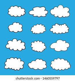 Cartoon clouds set. Hand drawn doodle cloud icons