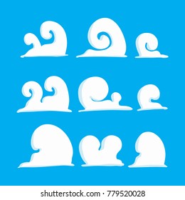Cartoon Clouds Set On Blue Sky Background. Vector illustration design.