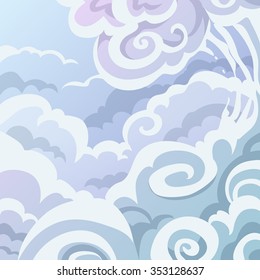 cartoon clouds, sky