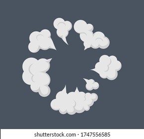 Nubes de humo y polvo. Ilustración vectorial de la explosión al estilo plano de caricatura.