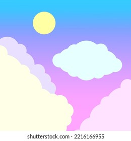 cartoon clouds sun. Summer bright banner template. Vector illustration. stock image. 