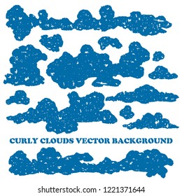 Cartoon clouds vector set. Blue sky with white clouds. Vector Illustration.