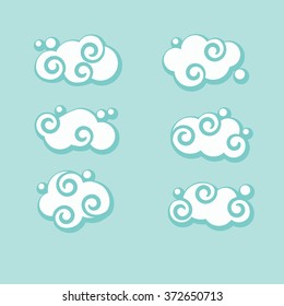 Cartoon clouds vector set. Vector illustration. Can be used in web design, or as an element in a composition.