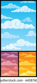 Cartoon cloudscape. Below are 2 more versions differing by color.