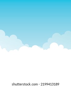 Cartoon cloudscape - Vector beautiful background illustration with cumulus clouds in the sky.