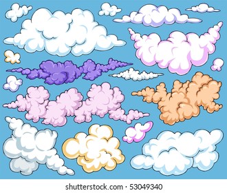 Cartoon Clouds-Clip-Art Color