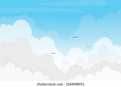 Cartoon, bewölkt, blauer Hintergrund 