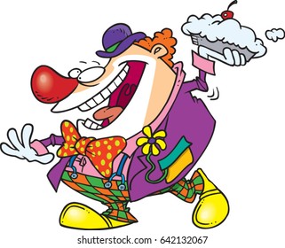 cartoon clown about to throw a pie