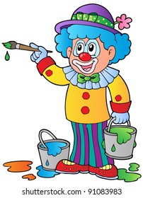 Cartoon clown artist - vector illustration.