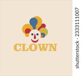 Cartoon Clown Face Vector Illustration logo design template