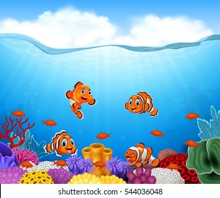 Cartoon clown fish in the 