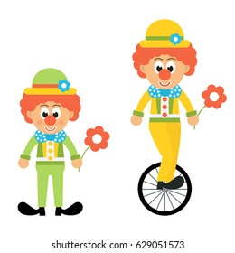 cartoon clown flower set