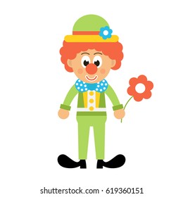 cartoon clown with hat and flower