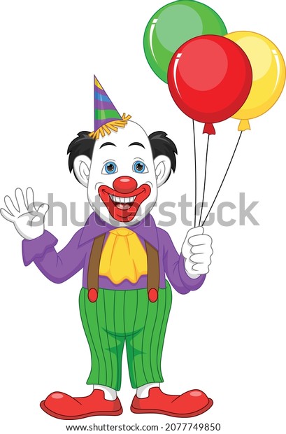 Cartoon Clown Holding Balloons On White Stock Vector (Royalty Free ...