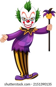 Cartoon clown holding wand illustration