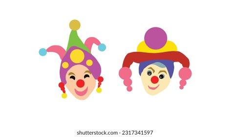 Cartoon clown playing card vector illustration on white background.