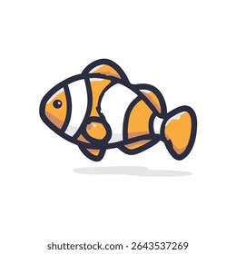 Cartoon clownfish nada isolado aquático ícone da vida selvagem