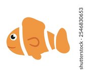 Cartoon Clownfish Vector Illustration on White Background