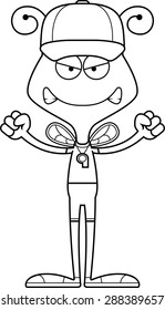 A cartoon coach bee looking angry.