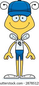 A cartoon coach bee smiling.