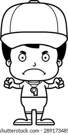 A cartoon coach boy looking angry.