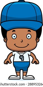 A cartoon coach boy smiling.