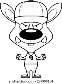 A cartoon coach bunny looking angry.