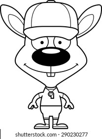 A cartoon coach bunny smiling.