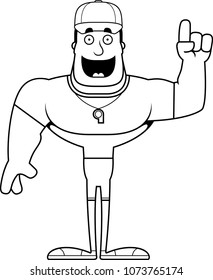 A cartoon coach with an idea.
