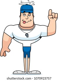 A cartoon coach looking drunk.